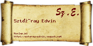 Sztáray Edvin névjegykártya